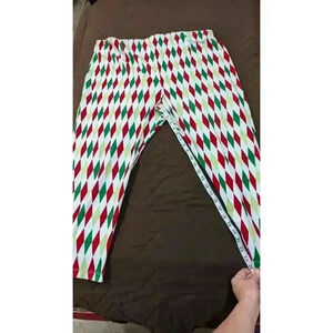 Women's Christmas harlequin print pants by Laura Byrnes California 4X